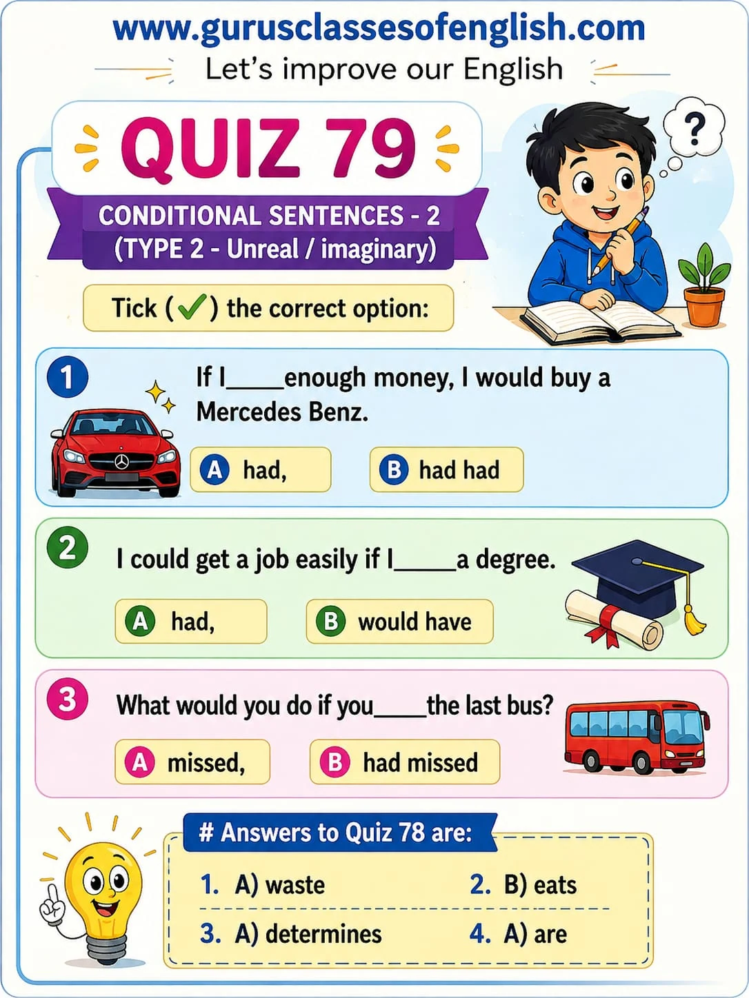 Second Conditional: Unreal Situations — Quiz 79. Choose past simple forms for imaginary conditions. Original lesson image by S.D. Singh Ratan.
